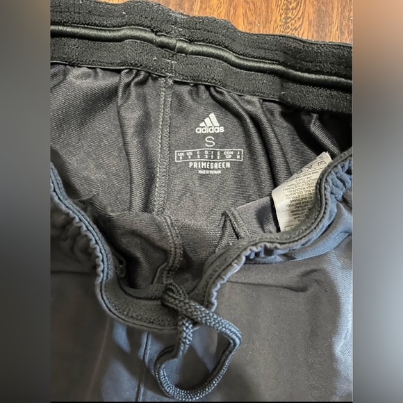 Adidas men’s small track warmup pants, gray with black stripes - Picture 2 of 4